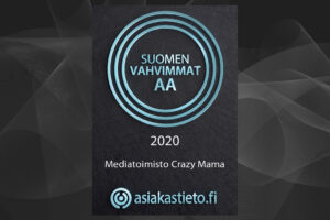 Mediatoimisto Crazy Mama kuuluu Suomen Vahvimmat AA -yrityksiin